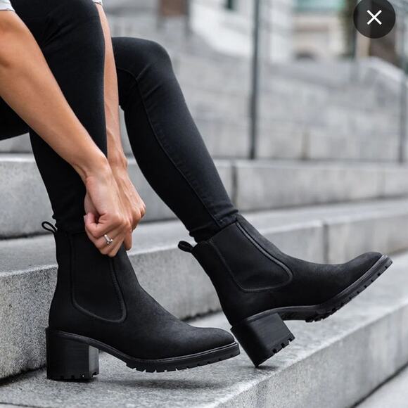Thursday Boot Company Knockout High Heel Chelsea Matte Black Leather Lug Sole 9 - Picture 1 of 15